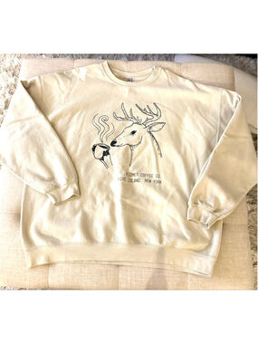 Women's Sweatshirt 2XL Beige Black Kismet Coffee Co. Graphic